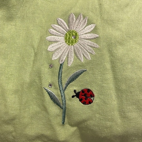 VINTAGE  LINEN A.K.C. Pistachio Green Ladybug Embroidered tank & jacket size S - Picture 15 of 16